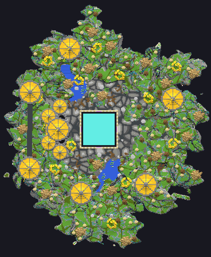 Top-down view of one of the prison mine islands